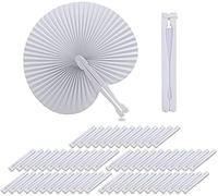Lote de 120 Pai pai blancos de plástico y papel. Abanicos pai pai plegables- Detalles de bodas y ceremonias, regalos para fiestas de verano, cumpleaños, despedidas (120)