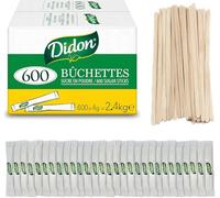 Lote de 1200 sobres individuales de azúcar de 4g (4.8 kg) con removedores de madera - Perfecto para café, té y otras bebidas calientes - azucar blanco