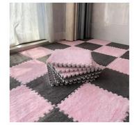 Lote De 15 Alfombrillas De Juego De Espuma Esponjosa Protección De Suelo Cuadrado De Pelo Largo Rompecabezas para Sala De Juegos(Pink+Gray,20 pcs)