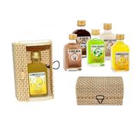 Lote de 15 Botellas de Licor Minis (Sabores a Elegir) en Cajas de Mimbre Ovaladas. Detalles de Bodas y Eventos. (8 cm. - 5 cl.)(6 x 10 cm.) (Café)