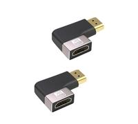 Lote de 2 adaptadores HDMI acodado 8K, conector HDMI 2.1 macho a hembra, ángulo derecho e izquierdo, alargador compatible 8K@60Hz 4K@120Hz HDR eARC para TV, monitor, proyector, PC, consola de juegos