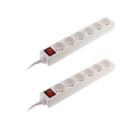 Lote de 2 Bloques de 6 Tomas 16 A 2P+T + Interruptor - Blanco - Zenitech