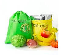 Lote de 2 bolsas de almacenamiento para plátanos y ensaladas, prolonga la vida útil de los plátanos, mantiene en el refrigerador, proceso de maduración, 28 x 39 cm, multicolor