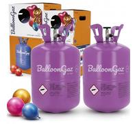 Lote de 2 botellas de helio XL (0,36 m³ cada una) - Infla hasta 100 globos | Botellas desechables para cumpleaños, bodas, fiestas | Fácil de usar - Zenda Club