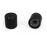 Lote de 2 botones de potenciómetro: flat-top Knurled Negro
