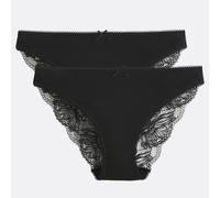 Lote de 2 bragas de algodón y encaje. Talla 38/40. Color Negro