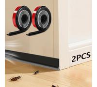 Lote de 2 Burlete de Cepillo Autoadhesivo para Puertas, 100 cm x 3 cm, Cerdas Negras Base Roja, Escoba de Puerta Fondo Puerta, Protección contra Insectos Frío Corrientes, A Medida