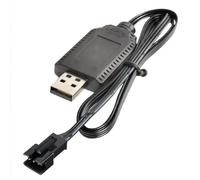 Lote de 2 cables de carga USB de 7,4 V para baterías LiPo - Conector SM-4P - Compatible con coches RC, drones y juguetes Carrera - Seguridad integrada (carga rápida de 1000 mAh)