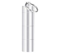 Lote de 2 cajas para pastillas con llavero, carcasa medicamento de aluminio con 3 compartimentos con, impermeable para viaje senderismo camping (negro, plata)