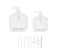 Lote de 2 dispensadores de jabón con cierre a presión, con 1 etiqueta adhesiva, 300 ml, opcional, 500 ml, rellenable con gel de ducha, champú, jabón de manos, apto para cocina y baño