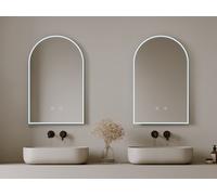Lote de 2 espejos de baño en arco antivaho con luces LED - Ancho 50 x Alt. 80 cm - ARCADI