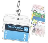 Lote de 2 estuches rígidos y transparentes con puerta de llave para tarjeta de montaña PASS NAVIGO BANCARIA VITAL PERMITIDO PARA CONDUCER TARJETA DE CONDUCTOR MUTUAL CNI IDENTIDAD TICKET RESTAURANTE