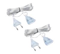 Lote de 2 extensiones transparentes - Cable de extensión fino - Conector transparente - Enchufe europeo - 5 m - Cable plano para luz LED exterior - 220 V