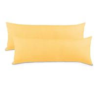 Lote de 2 Fundas de Almohada para cojín de posicionamiento Lateral/de Lactancia, 40 x 145 - con Cierre de Cremallera - 100% algodón - Classic Line Aqua-Textil 0010095 Crema/Amarillo