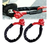 Lote de 2 grilletes flexibles: grillete flexible portátil para remolque fuera de la carretera con funda de protección, 17t resistencia a roturas, cuerda sintética para offroad, aventureros al aire