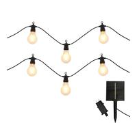 Lote de 2 guirnaldas luminosas exteriores 10 globos transparentes LED blanco cálido regulable PARTY CLEAR HYBRID 8m solar y en red