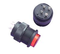 Lote de 2 interruptores pulsadores de plástico YT112Y de 16 mm, CA 250 V, 3 A y 4 pines.