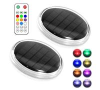 Lote de 2 lámparas solares para piscina, flotadores solares con control remoto, lámparas flotantes de piscina de intensidad variable y colores cambiantes, lámparas solares impermeables para jardín spa