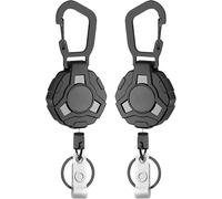 Lote de 2 llaveros retráctiles, clip de insignias de trabajo retráctiles, portatarjetas tácticas, portatarjetas de identificación retráctil con cordón y cable de acero recubierto de 31 pulgadas