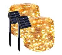 Lote de 2 luces solares de cobre 100 micro LED blanco cálido SKINNY SOLAR 11,90 m 8 modos