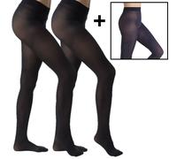 Lote de 2 medias + 1 par gratuito opaco 50D Mujer Talla 3/4. Color Negro