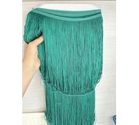 Lote de 2 metros de 50/100 cm de largo con flecos de encaje y borlas para bricolaje, vestido latino, escenario, ropa, cortina, accesorios, cinta, 100 cm de ancho, verde oscuro