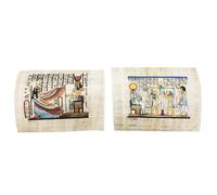Lote de 2 Papiros Egipcios Auténticos (18x23 cm) - Diosas Maat e Isis y el Juicio Final de Osiris - Pintados a Mano en Egipto sobre Papiro Original - Arte de Pared