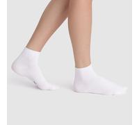 Lote de 2 pares de calcetines bajos suaves Skin Mujer Talla 37/41. Color Blanco