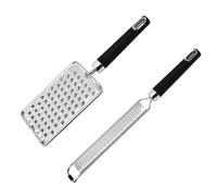 Lote de 2 ratas para queso y rallador cítricos de acero inoxidable, Rape manual para parmesano limón, jengibre, chocolate vegetal, raspador de ralladura de acero inoxidable con asa ergonómica