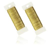 Lote de 2 rollos de hilo de bricolaje, 50 m de hilo fino, hilo para joyas y decoración, color dorado