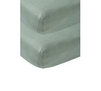 Lote de 2 sábanas Ajustables Meyco Baby Uni para la Cuna (sábana Jersey Suave, de algodón 100%, Dimensiones: 60 x 120 cm), Verde Piedra