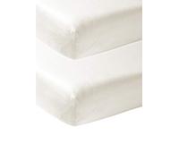 Lote de 2 sábanas Ajustables Meyco Baby Uni para la Cuna (sábana Jersey Suave, de algodón 100%, Dimensiones: 70 x 140 cm), Blanco Crema