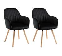 Lote de 2 sillas con brazos ELEANA - Terciopelo y metal con efecto madera - negro