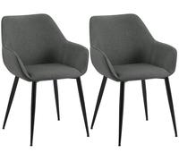 CLP Juego de 2 sillas de Comedor tapizadas con Respaldo Luena, Silla de Cocina de Terciopelo o Tela, Capacidad de Carga hasta 150 kg, Color:Gris Oscuro, Material:Tela