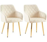 Lote de 2 sillas de comedor monett terciopelo crema 61x53x83 cm