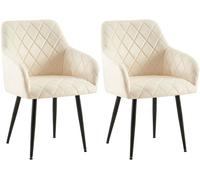Lote de 2 sillas de comedor monett terciopelo crema 61x53x83 cm