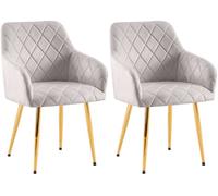 Lote de 2 sillas de comedor monett terciopelo gris 61x53x83 cm