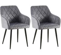 Lote de 2 sillas de comedor monett terciopelo gris oscuro 61x53x83 cm