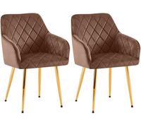 Lote de 2 sillas de comedor monett terciopelo marrón 61x53x83 cm