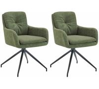 CLP Juego de 2 sillas de Comedor giratorias Tejido Pickett, sillones giratorios 180° con reposabrazos, Capacidad de Carga hasta 150 kg, Color:Verde Claro