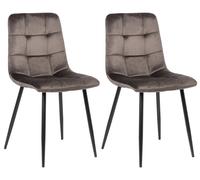 CLP Set de 2 sillas de Comedor Tilde en Terciopelo o Tela I Butacas de salón Acolchadas con Base metálica & Respaldo, Color:Gris, Material:Terciopelo