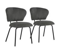 Lote de 2 sillas de terciopelo gris oscuro nilsa