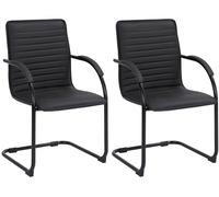 Lote de 2 sillas de visita tira imitación cuero simil cuero negro/negro 60x56x95 cm