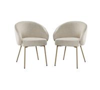 Lote de 2 sillas, en tela y con patas de metal beige a81 cm - pia 81 cm