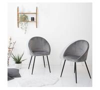 Lote de 2 sillas vintage de terciopelo gris diane