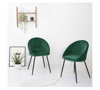 Lote de 2 sillas vintage de terciopelo verde diane