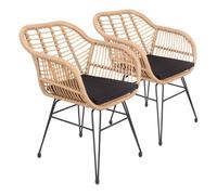 Lote de 2 sillones de ratán sintético con cojines cinta