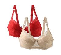 Lote de 2 soportes para garganta con marco para mujer, sexy, sujetador para mujer, talla grande, push up colores puros, lencería francesa Bralette a la moda, casual sujetador clásico de base, X, 90C