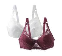 Lote de 2 soportes para garganta con marco para mujer, sexy, sujetador para mujer, talla grande, push up colores puros, lencería francesa Bralette a la moda, casual sujetador clásico de base, f, 90C