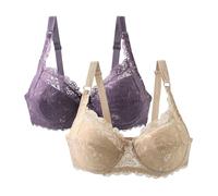 Lote de 2 soportes para garganta con marco para mujer, sexy, sujetador para mujer, talla grande, push up colores puros, lencería francesa Bralette a la moda, casual sujetador clásico de base, U, 85C